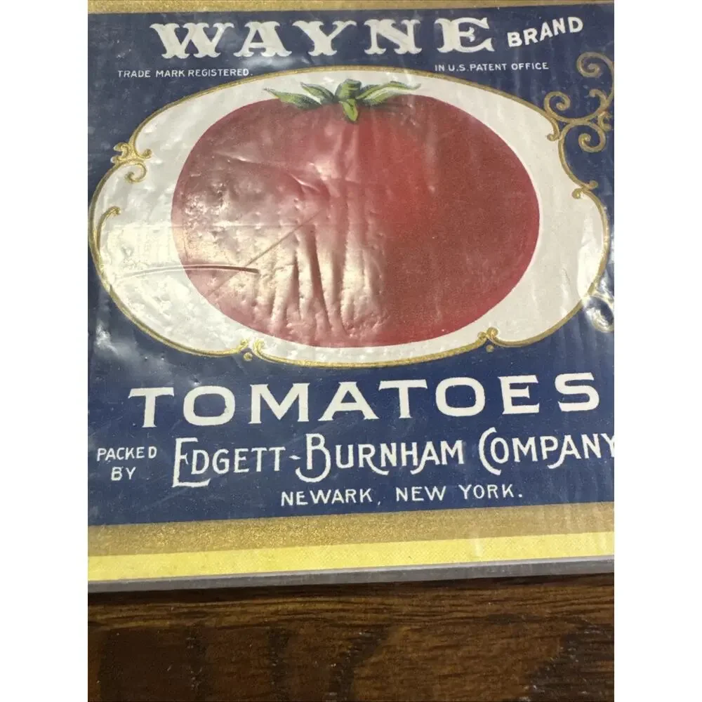 Lot 8 Tomatoes Vtg Unused Can Label Mid-Century Decor MCM Tomato Bright
